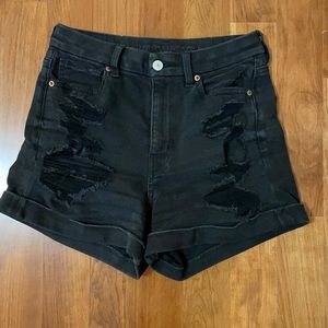 American Eagle High Rise Black Denim Shorts